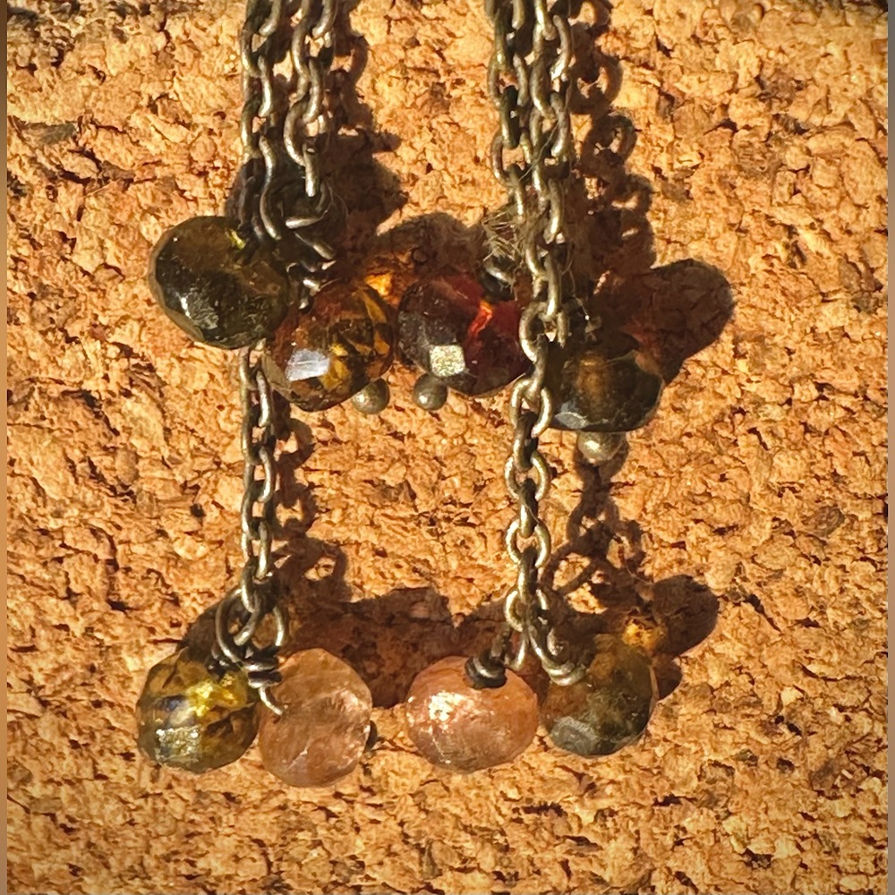 Handmade Watermelon Tourmaline Peridot Silver Flower Dangle Earrings - Picture 3 of 7